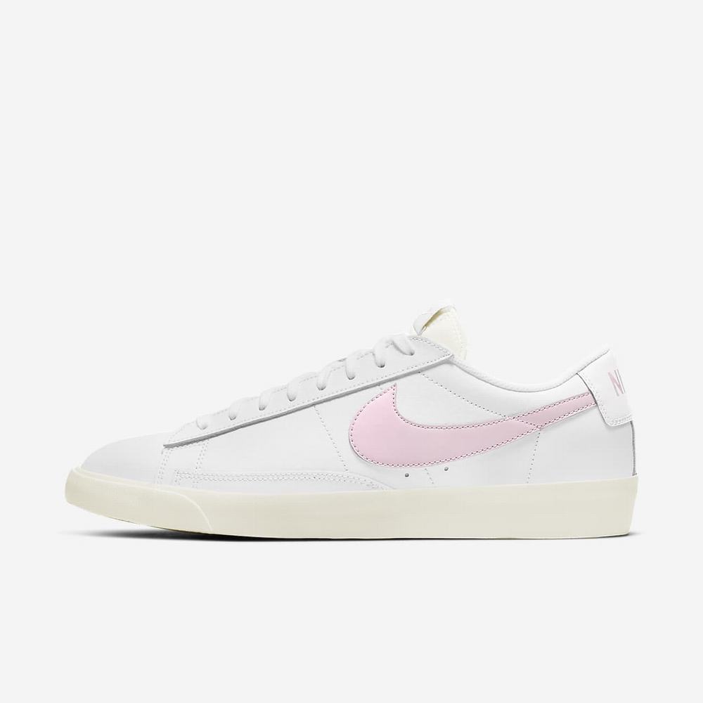 Sneakers Nike Blazer Low Leather Blanche 0861-457 White/Sail/Pink Foam Homme | OCQ-48194054